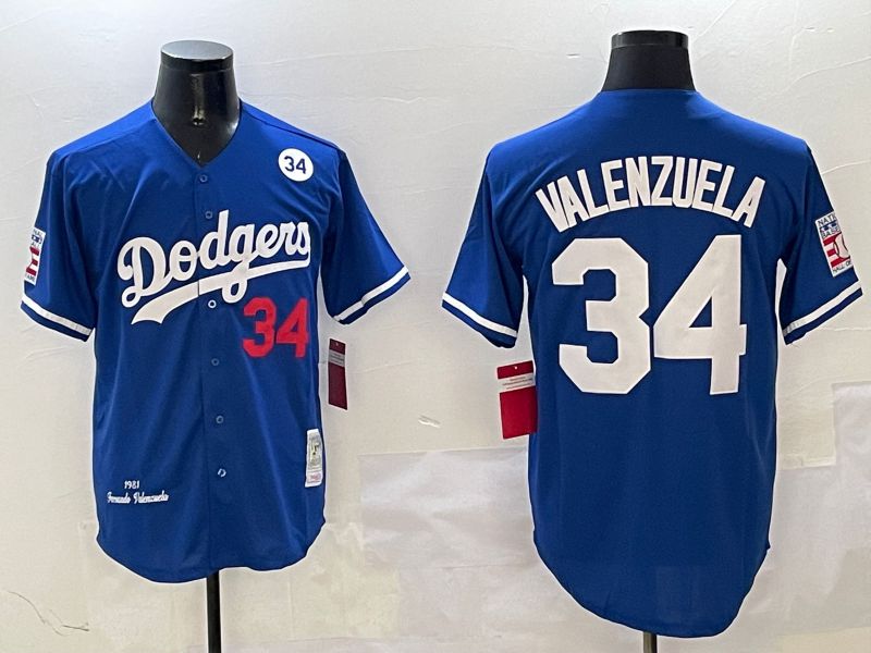 Men Los Angeles Dodgers #34 Valenzuela Blue Throwback Game 2025 Nike MLB Jersey style 3136->los angeles dodgers->MLB Jersey
